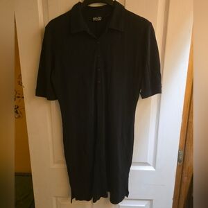 New York & Company Womans Shirt Dress Navy Short-Sleeve Button-Down Shirt Dress